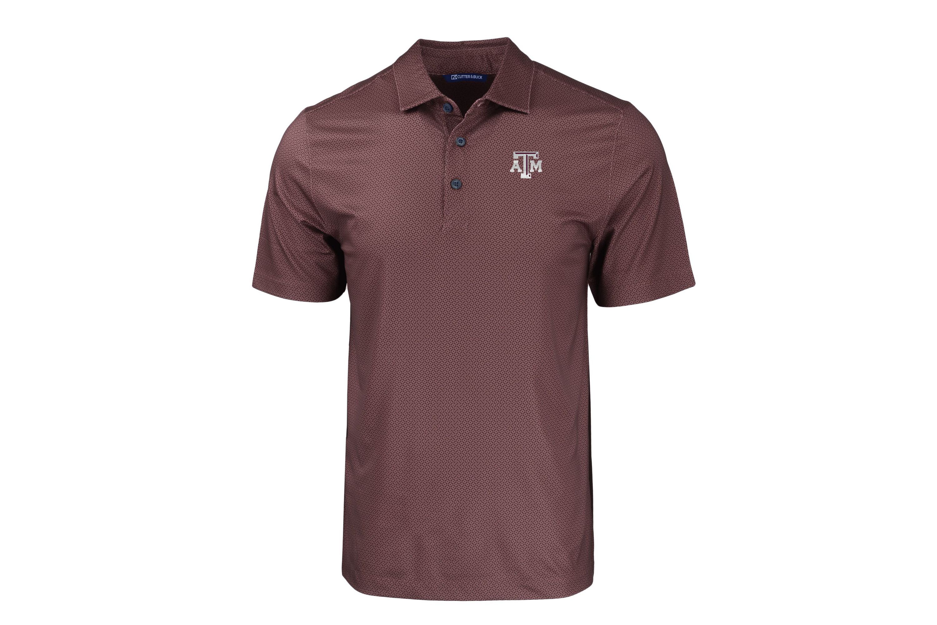 NCAA Texas A&M Aggies Pike Eco Tonal Geo Print Stretch Recycled Polo