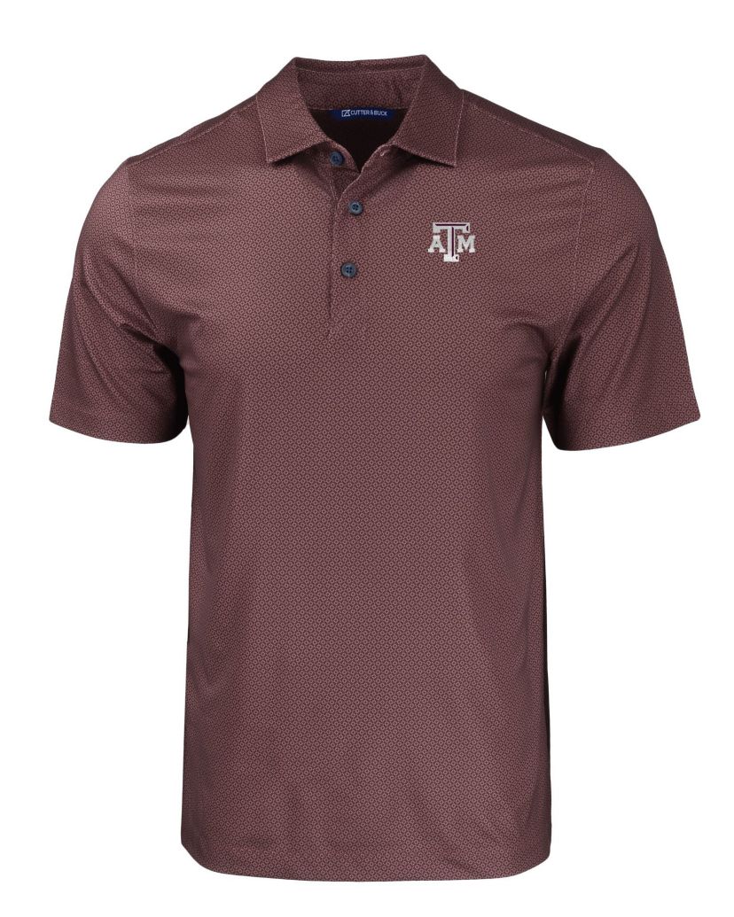 NCAA Texas A&M Aggies Pike Eco Tonal Geo Print Stretch Recycled Polo