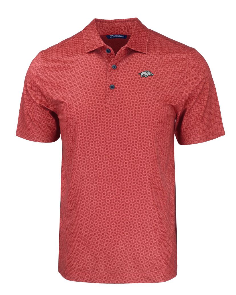 NCAA Arkansas Razorbacks Pike Eco Tonal Geo Print Stretch Recycled Polo