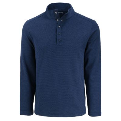 Cutter & Buck Hunts Point Eco Textured Fleece Recycled Mens Snap Pullover, Navy Blue, 3XL Tall