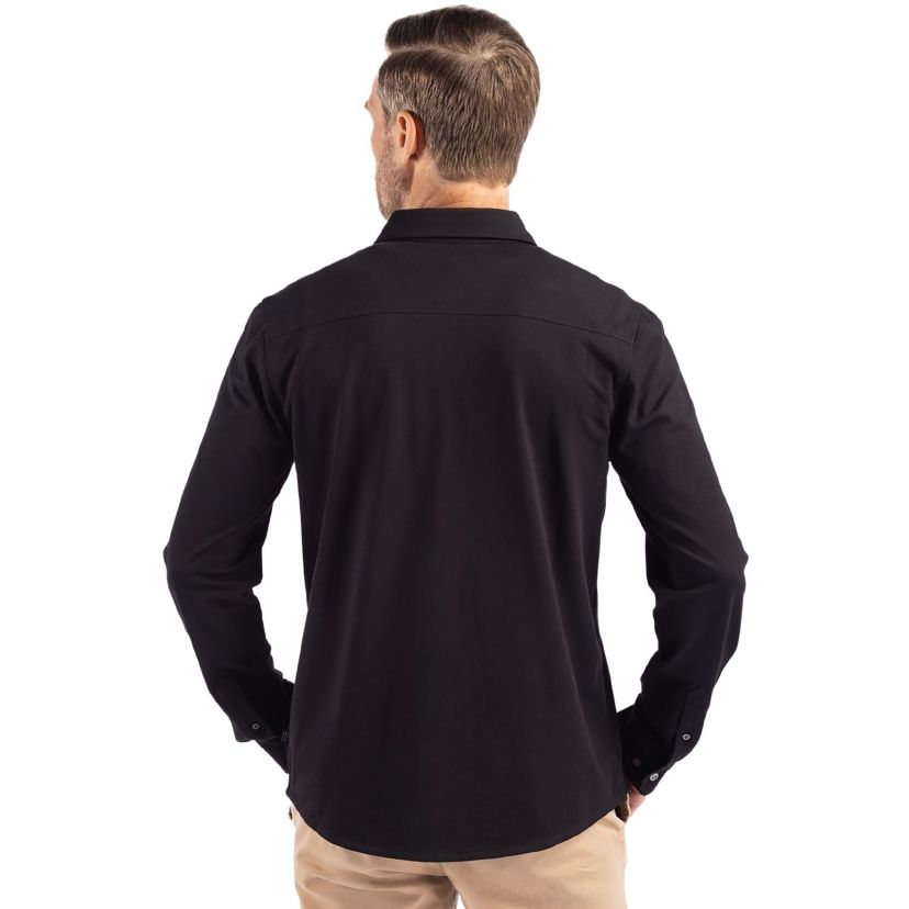 Cutter & Buck Advantage Tri-Blend Eco Soft Pique Long Sleeve Knitted Mens Button Down