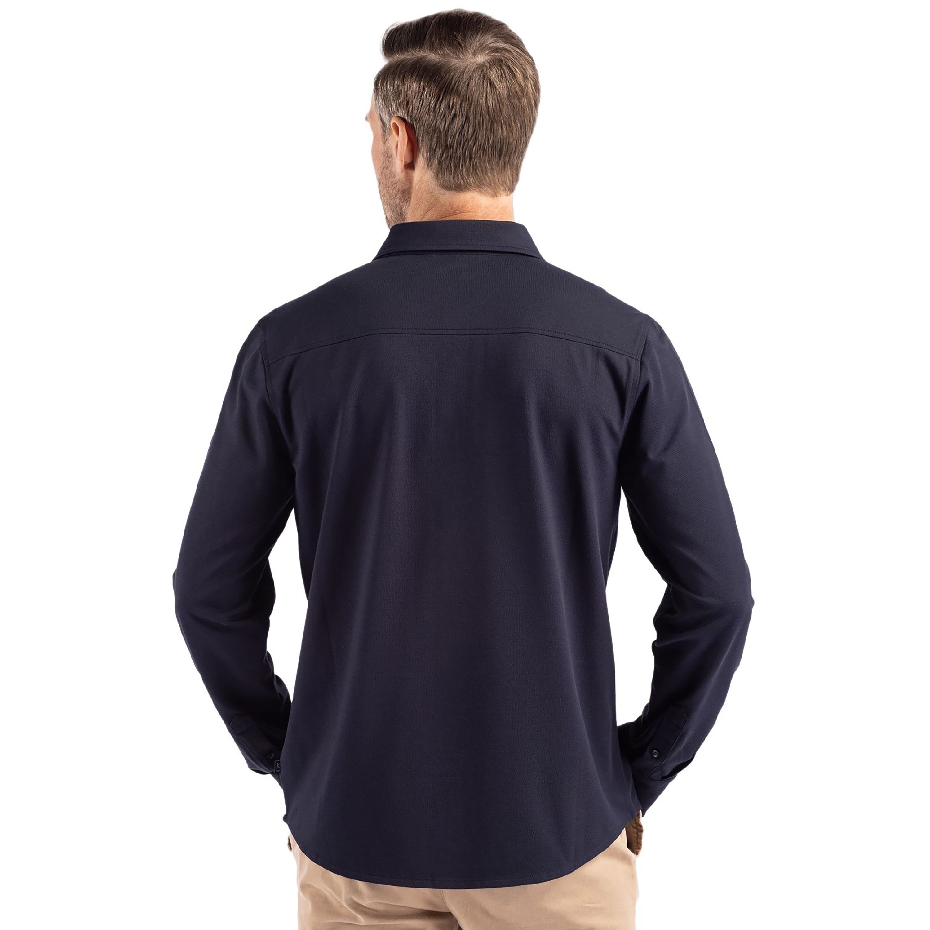 Cutter & Buck Advantage Tri-Blend Eco Soft Pique Long Sleeve Knitted Mens Button Down