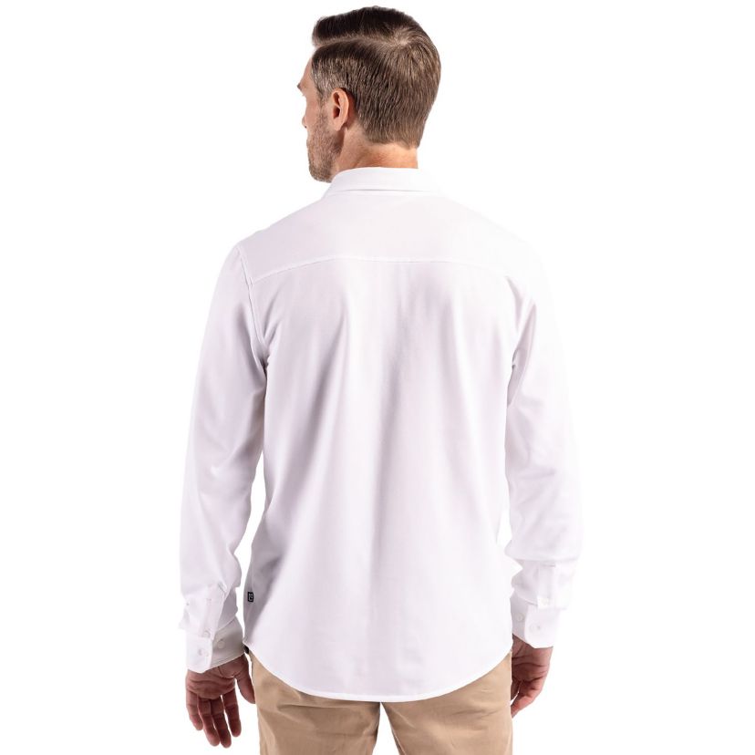 Cutter & Buck Advantage Tri-Blend Eco Soft Pique Long Sleeve Knitted Mens Button Down