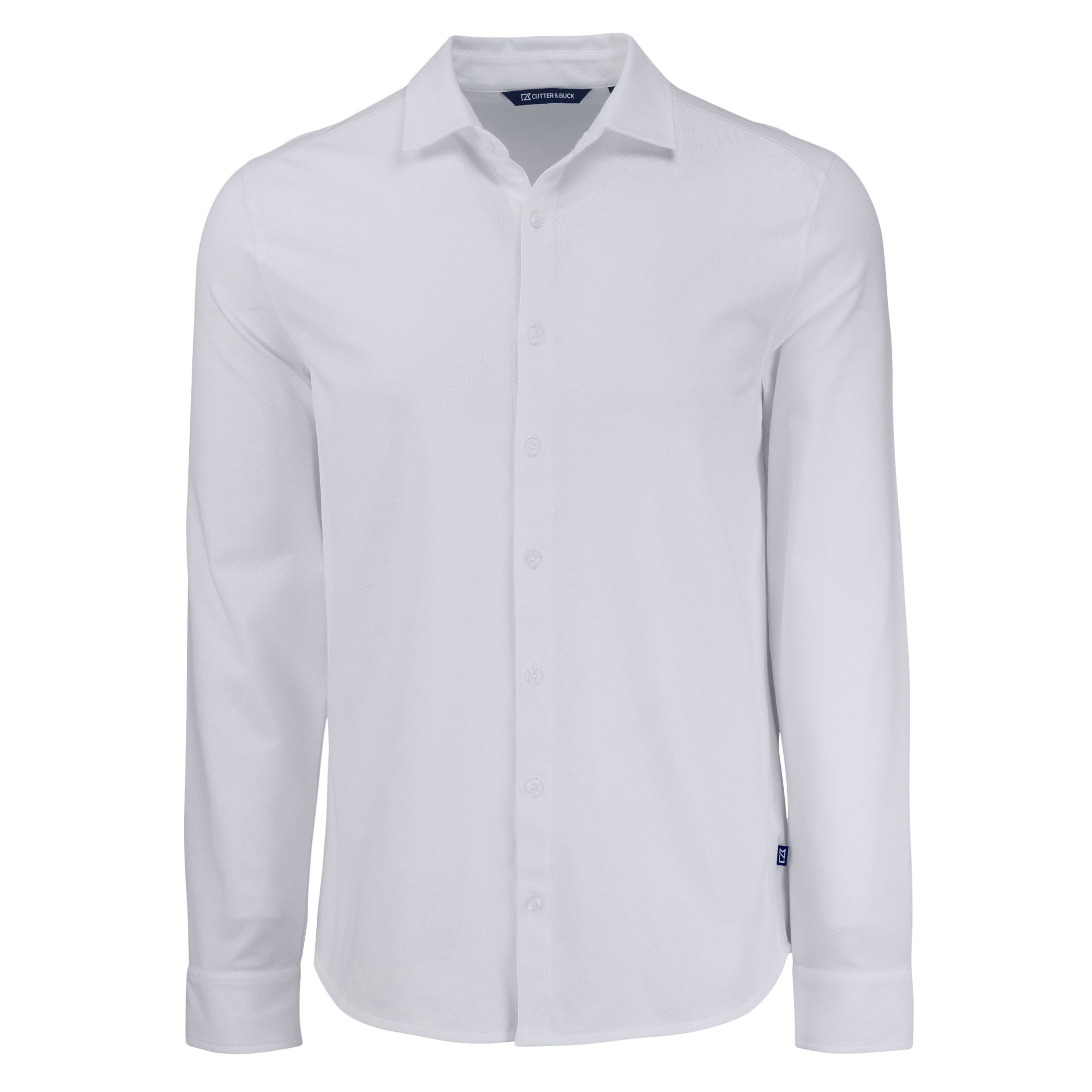 Cutter & Buck Advantage Tri-Blend Eco Soft Pique Long Sleeve Knitted Mens Button Down