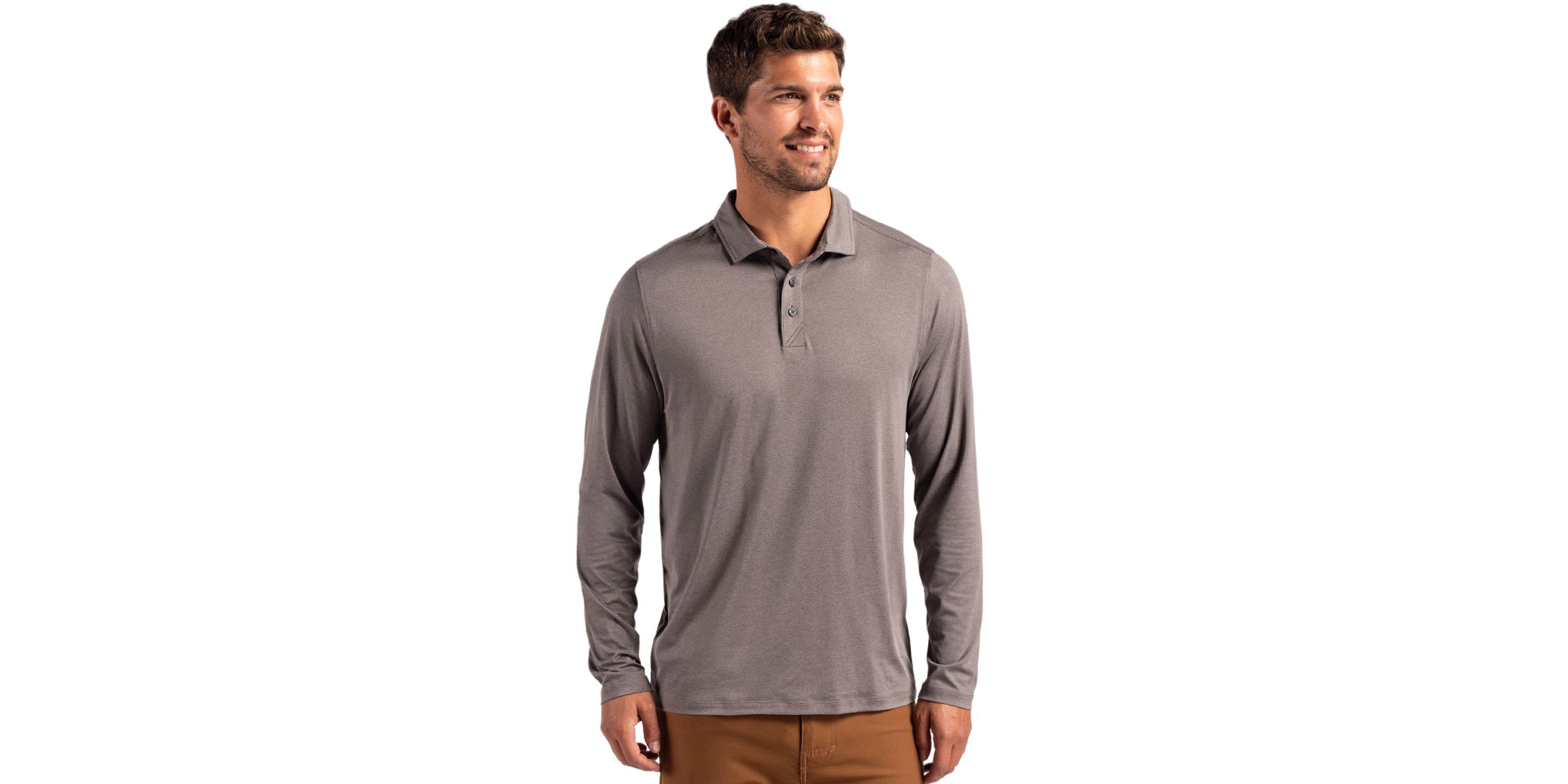 Big & Tall Cutter & Buck Coastline Epic Comfort Eco Recycled Mens Long Sleeve Polo