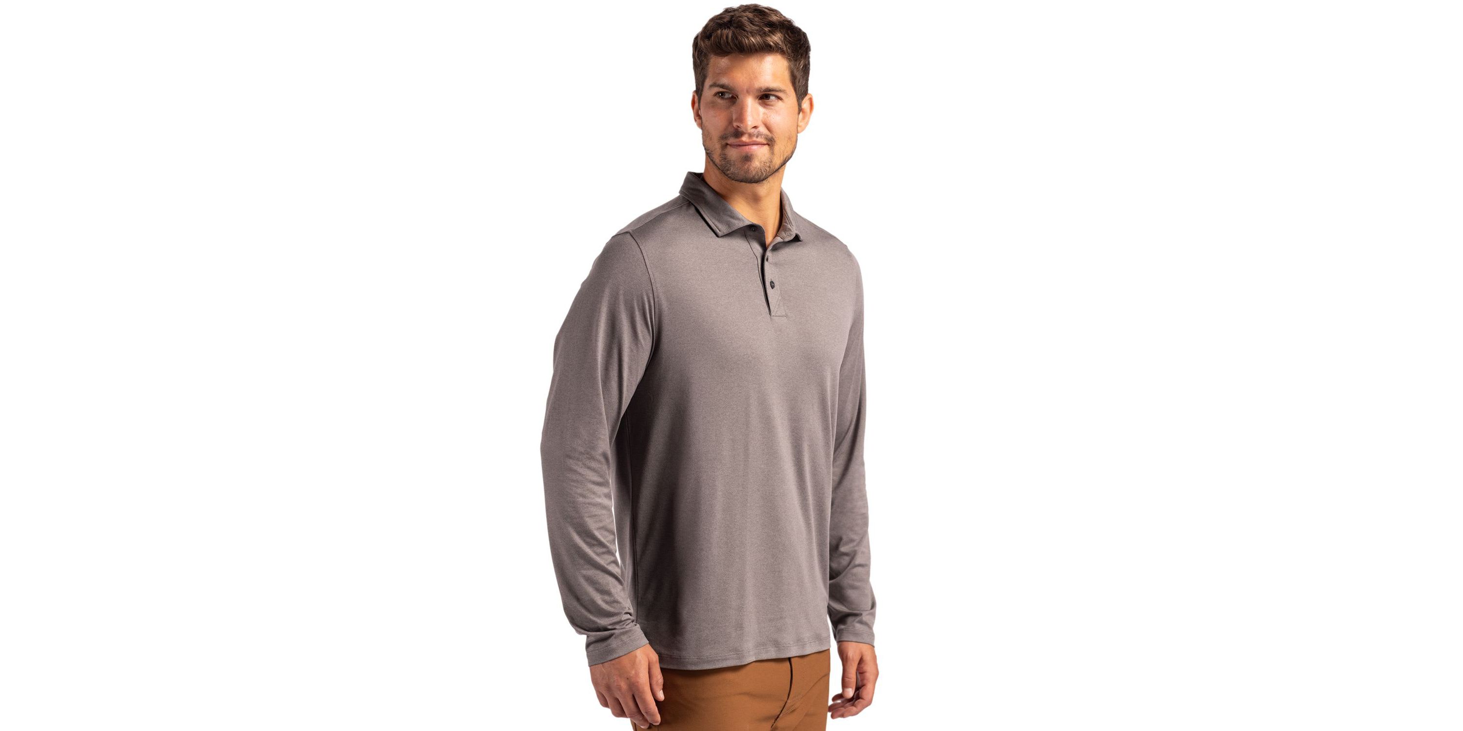 Big & Tall Cutter & Buck Coastline Epic Comfort Eco Recycled Mens Long Sleeve Polo