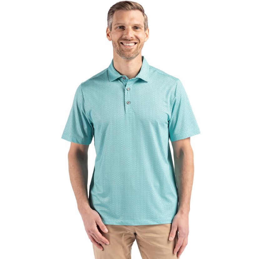 Cutter & Buck Pike Eco Shadow Check Print Recycled Mens Polo
