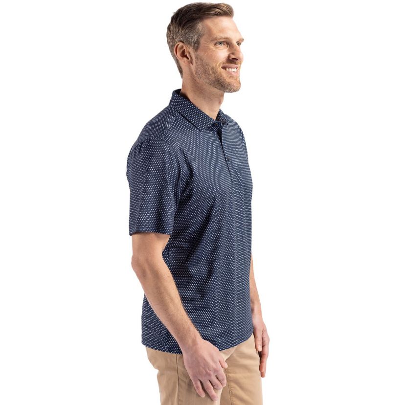 Cutter & Buck Pike Eco Shadow Check Print Recycled Mens Polo