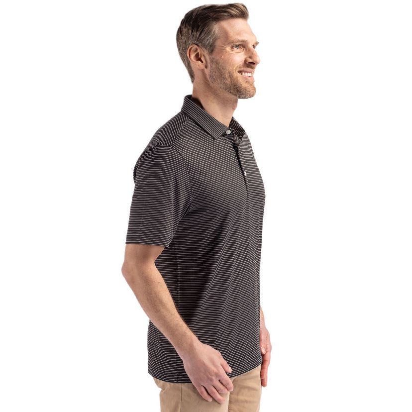 Cutter & Buck Forge Eco Fine Line Stripe Stretch  Recycled Mens Polo