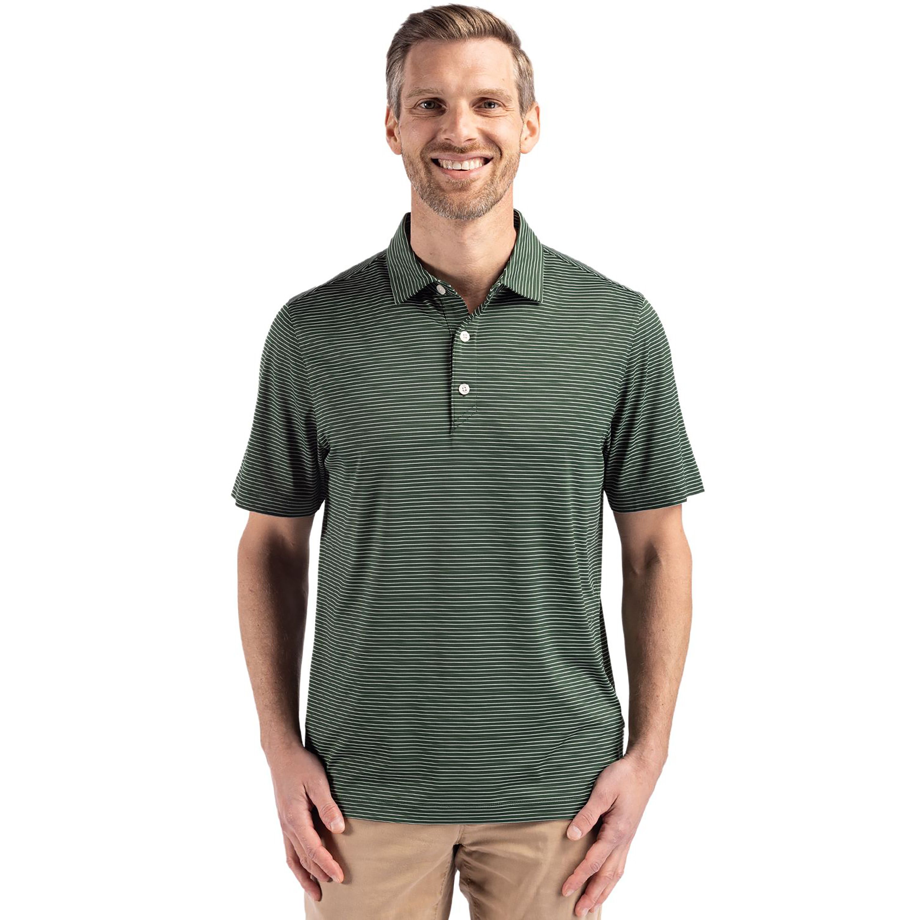 Cutter & Buck Forge Eco Fine Line Stripe Stretch  Recycled Mens Polo