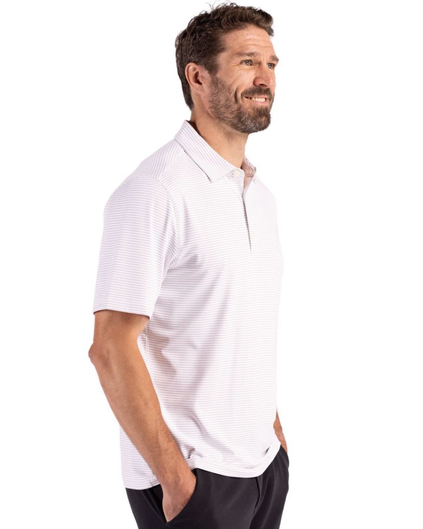 Cutter & Buck Forge Eco Fine Line Stripe Stretch  Recycled Mens Polo
