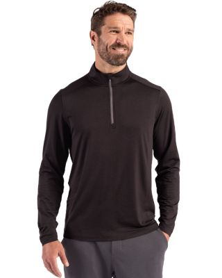 Cutter & Buck Coastline Epic Comfort Recycled Mens Quarter Zip, Black, Large