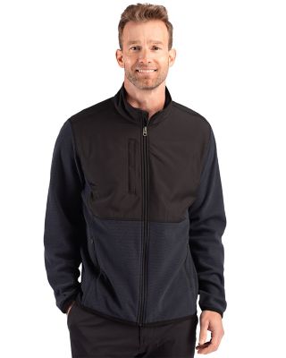 Cutter & Buck Hunts Point Recycled Fleece Mens Hybrid Full Zip Jacket, Black, 2XL