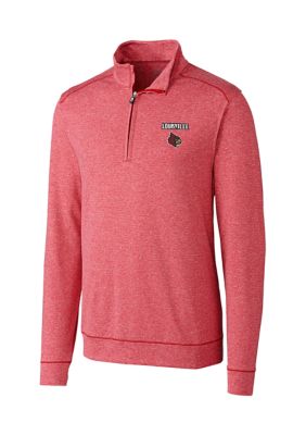 Cutter & Buck Men's NCAA Louisville Cardinals Shoreline Half Zip, Red, Small