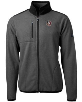 Cutter & Buck Men's NCAA Gray/Black Florida State Seminoles Cascade Eco Sherpa Fleece Full-Zip Jacket, Gray, 3XL -  0197947069266