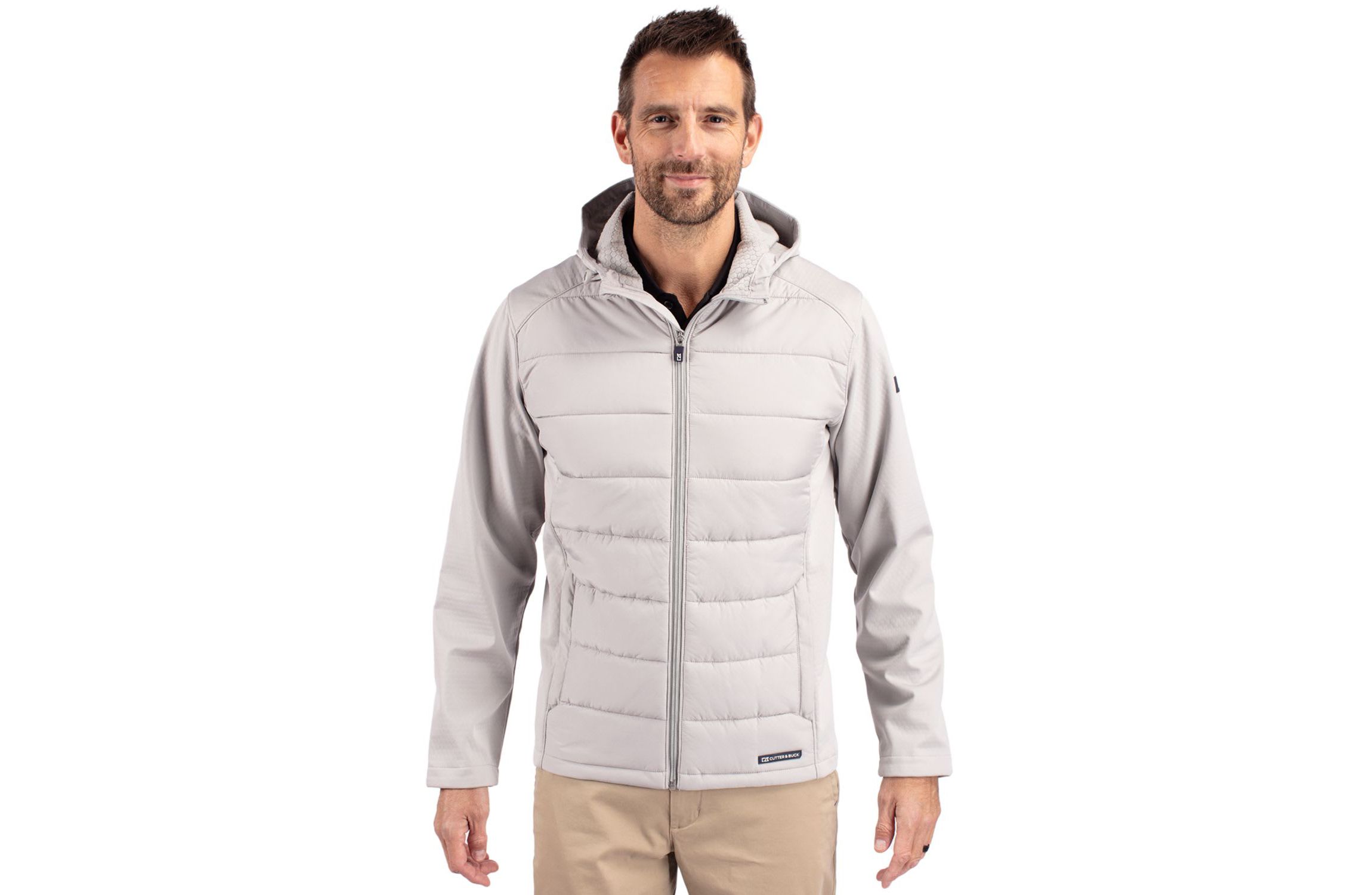 Cutter & Buck Evoke Hybrid Eco Softshell Recycled Full Zip Mens Hooded Jacket