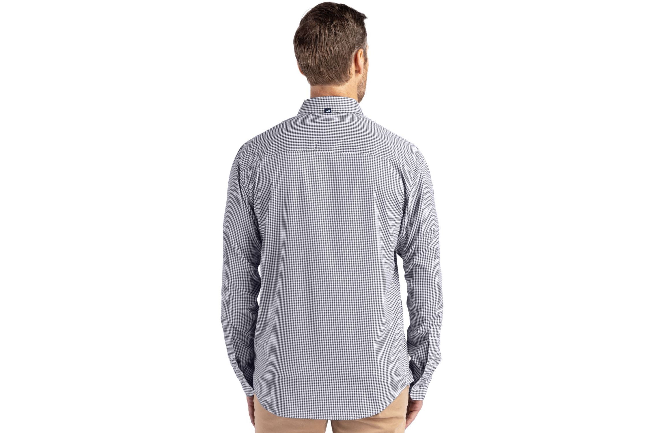 Cutter & Buck Skyline Epic Confidence Recycled Gingham Mens Long Sleeve Dress Shirt