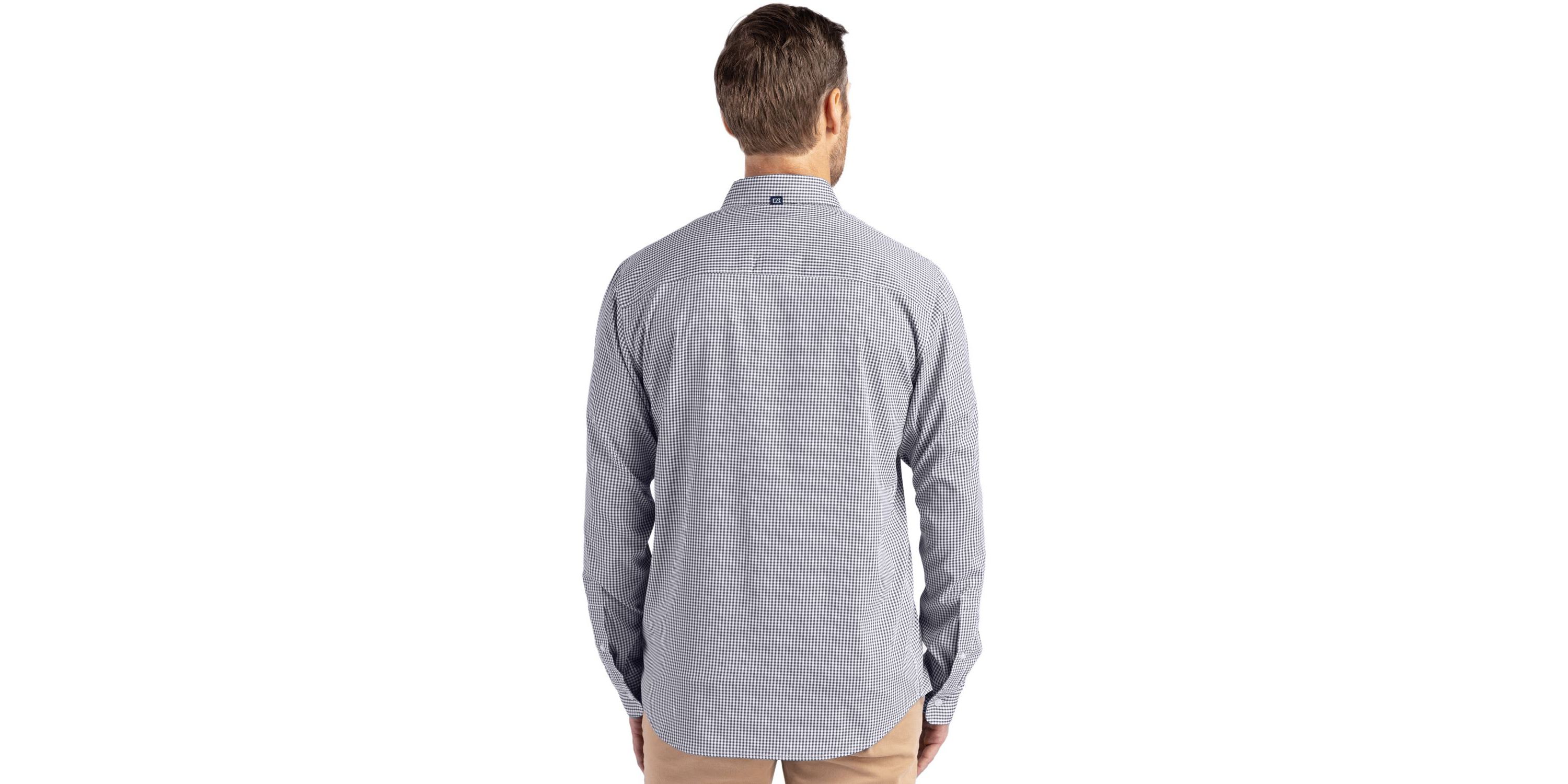Cutter & Buck Skyline Epic Confidence Recycled Gingham Mens Long Sleeve Dress Shirt
