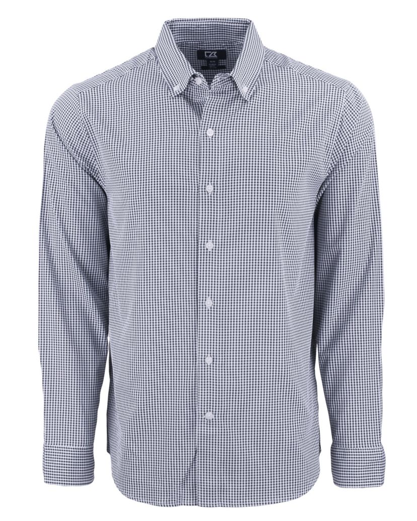 Cutter & Buck Skyline Epic Confidence Recycled Gingham Mens Long Sleeve Dress Shirt