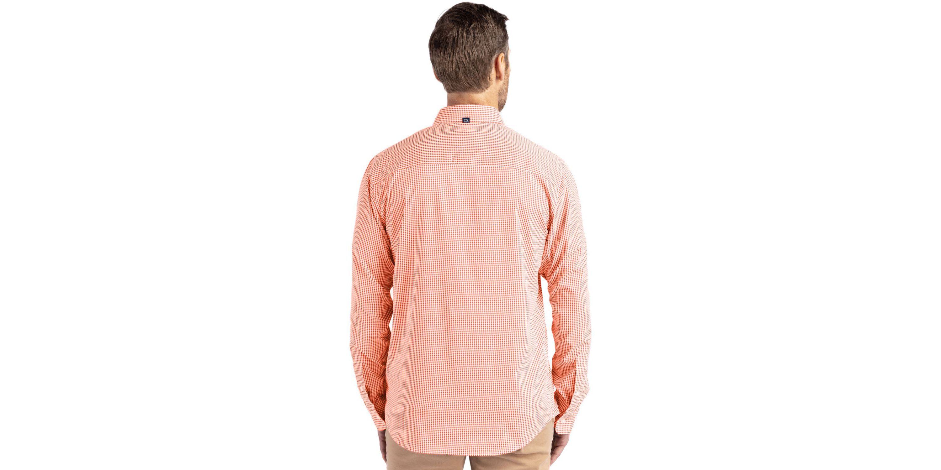 Cutter & Buck Skyline Epic Confidence Recycled Gingham Mens Long Sleeve Dress Shirt