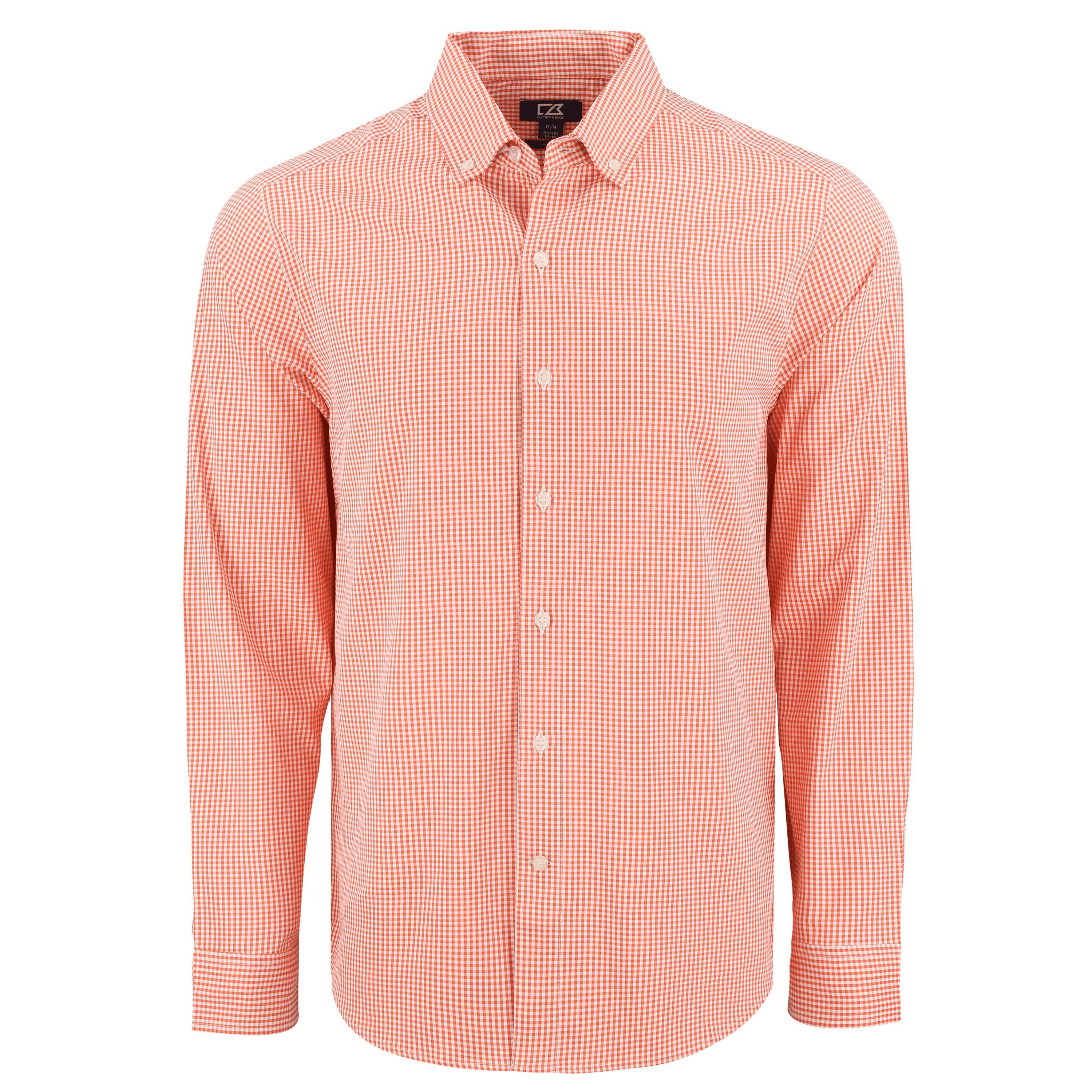 Cutter & Buck Skyline Epic Confidence Recycled Gingham Mens Long Sleeve Dress Shirt