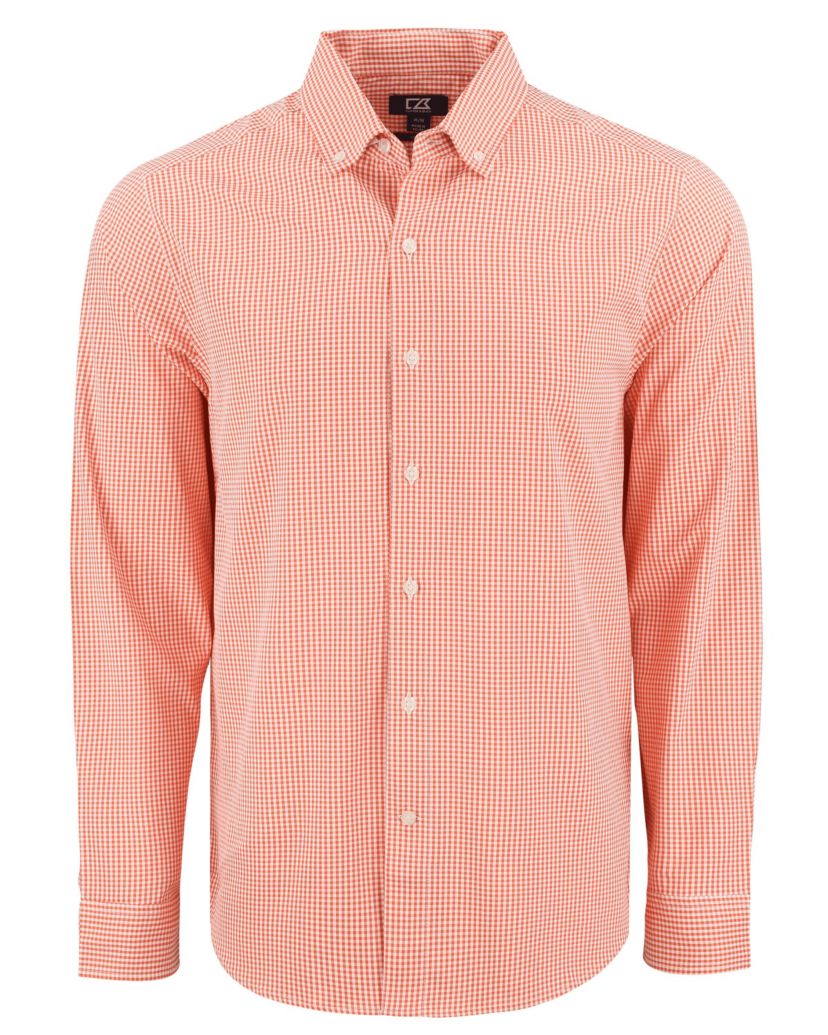 Cutter & Buck Skyline Epic Confidence Recycled Gingham Mens Long Sleeve Dress Shirt