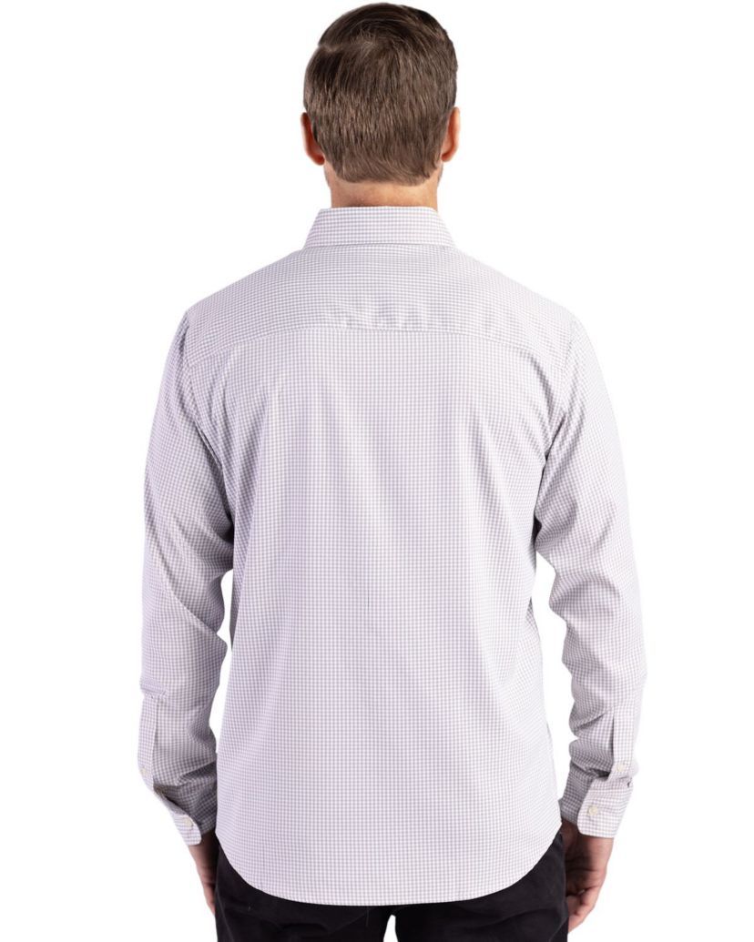 Cutter & Buck Skyline Epic Confidence Recycled Gingham Mens Long Sleeve Dress Shirt