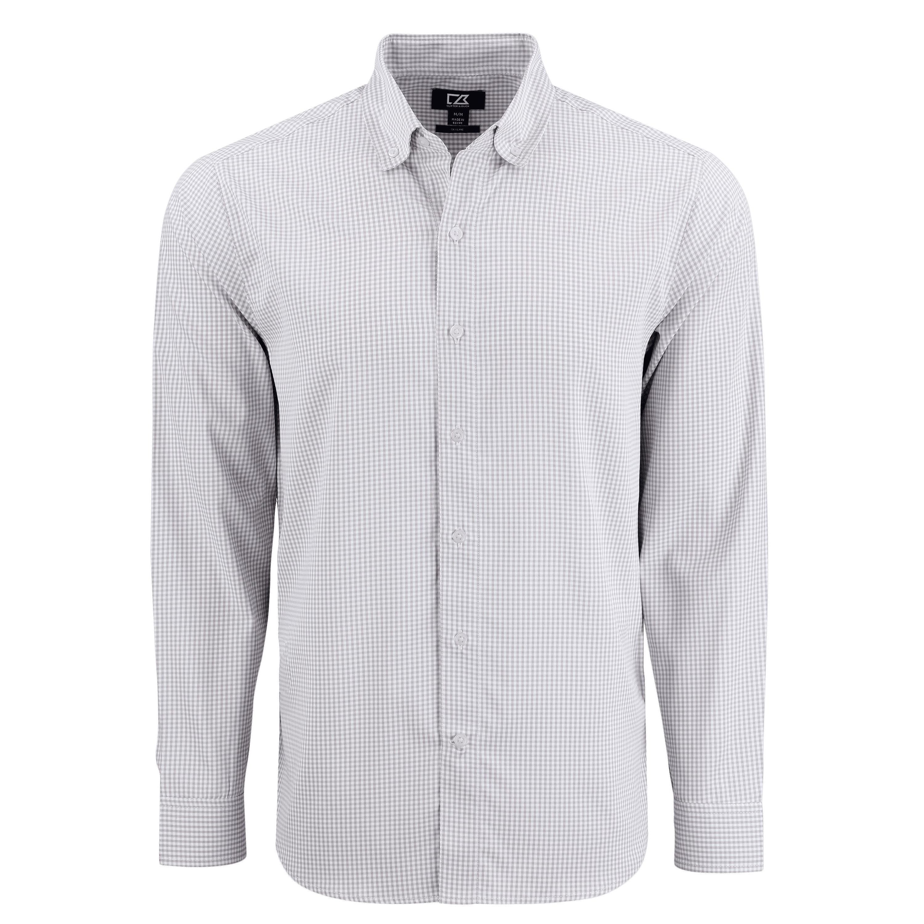 Cutter & Buck Skyline Epic Confidence Recycled Gingham Mens Long Sleeve Dress Shirt
