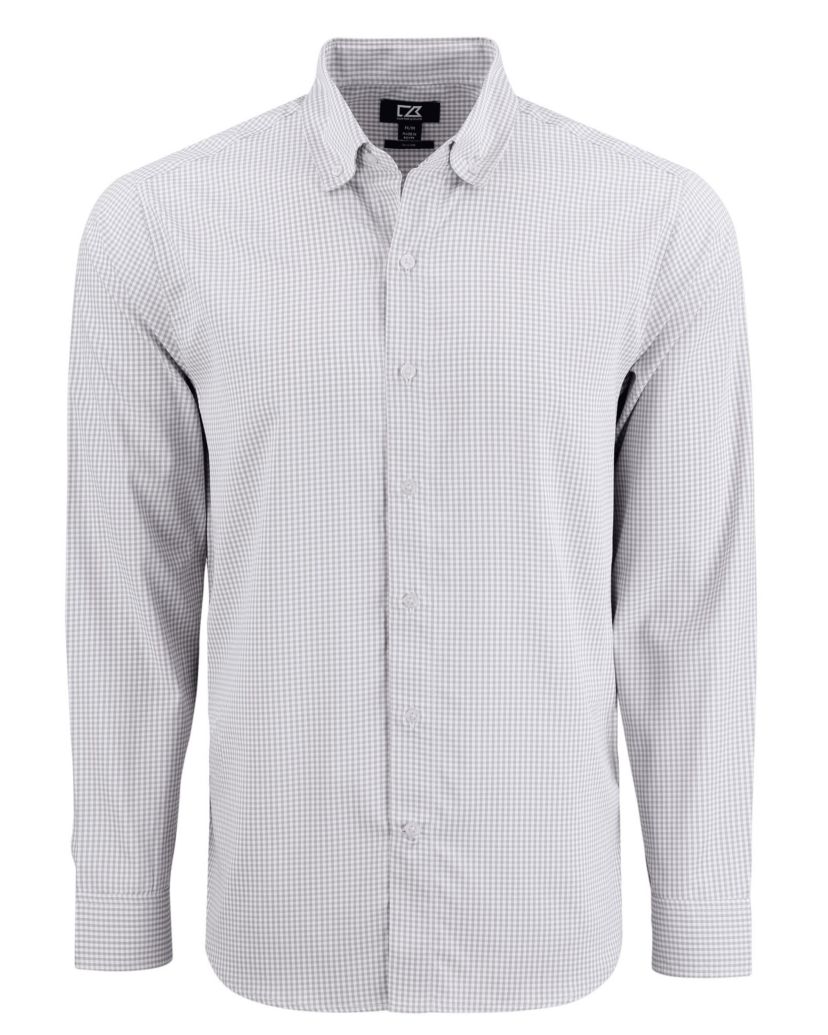 Cutter & Buck Skyline Epic Confidence Recycled Gingham Mens Long Sleeve Dress Shirt