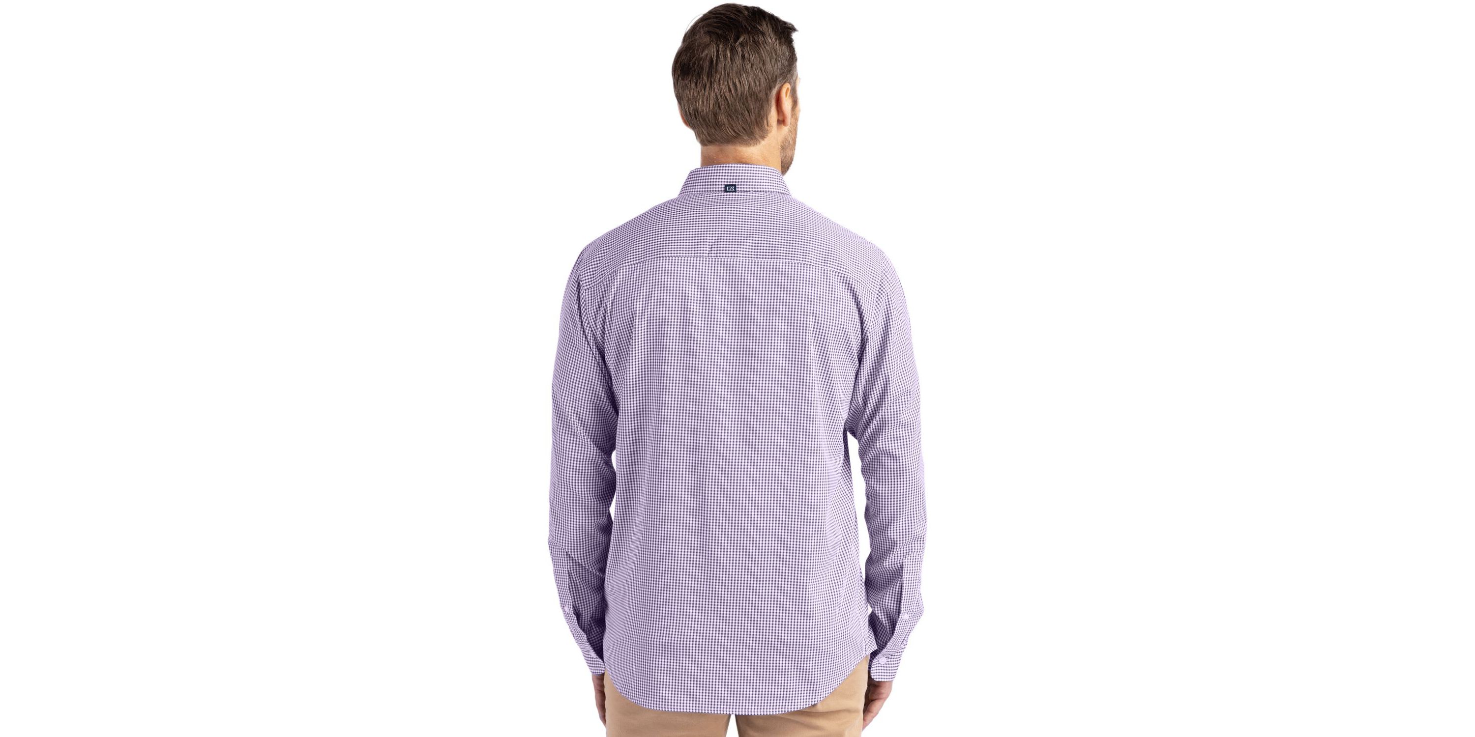 Cutter & Buck Skyline Epic Confidence Recycled Gingham Mens Long Sleeve Dress Shirt
