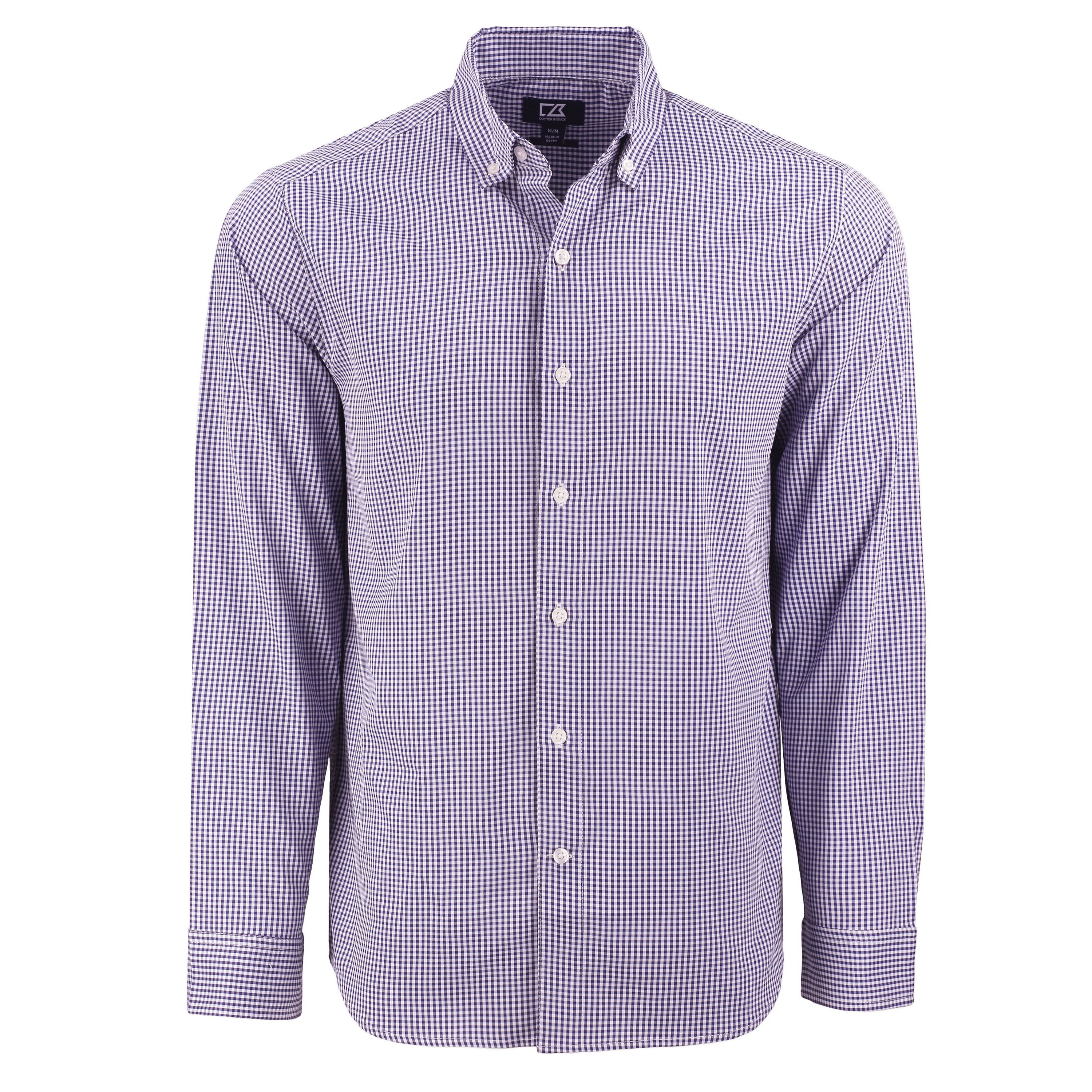 Cutter & Buck Skyline Epic Confidence Recycled Gingham Mens Long Sleeve Dress Shirt