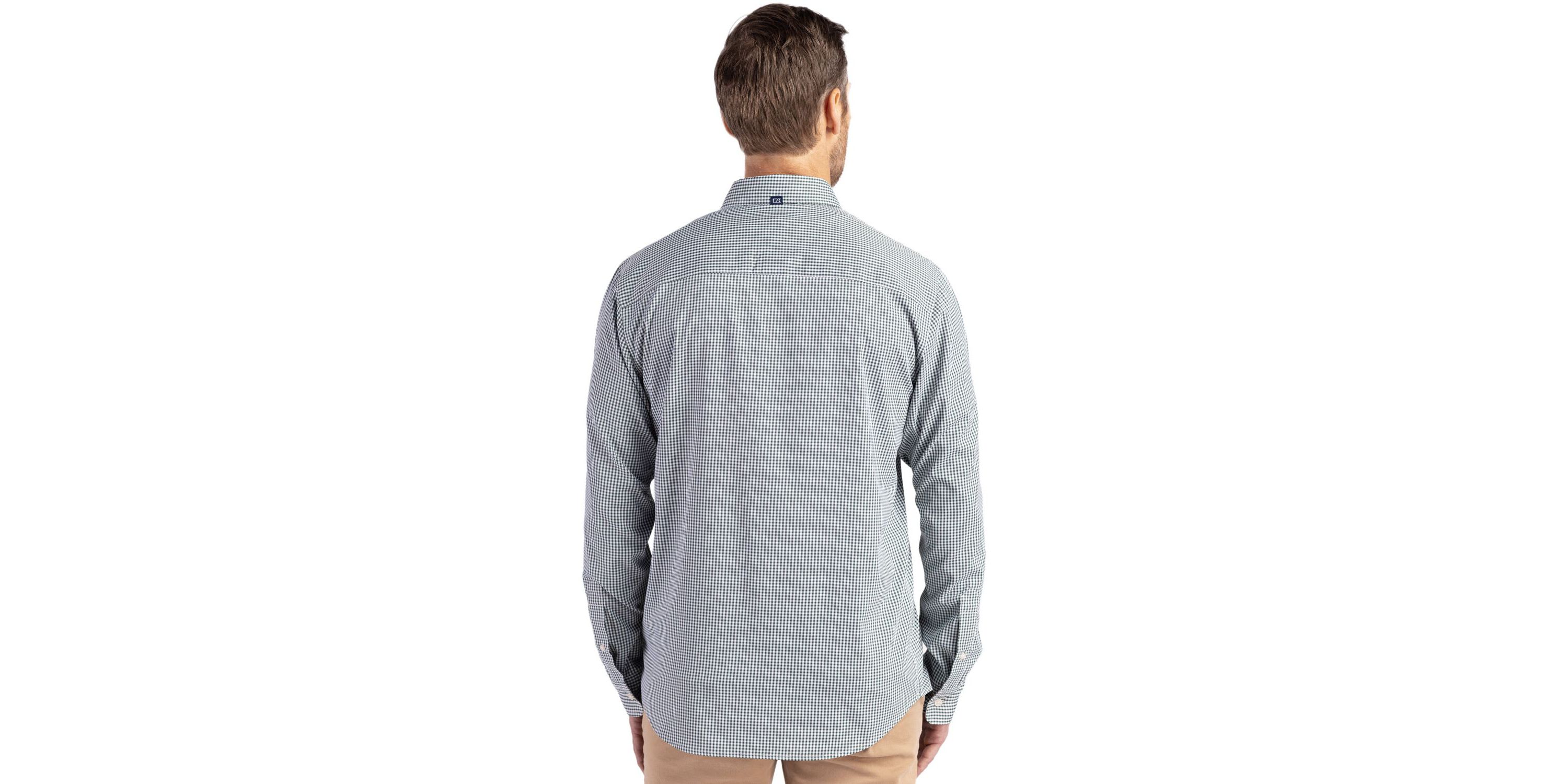 Cutter & Buck Skyline Epic Confidence Recycled Gingham Mens Long Sleeve Dress Shirt