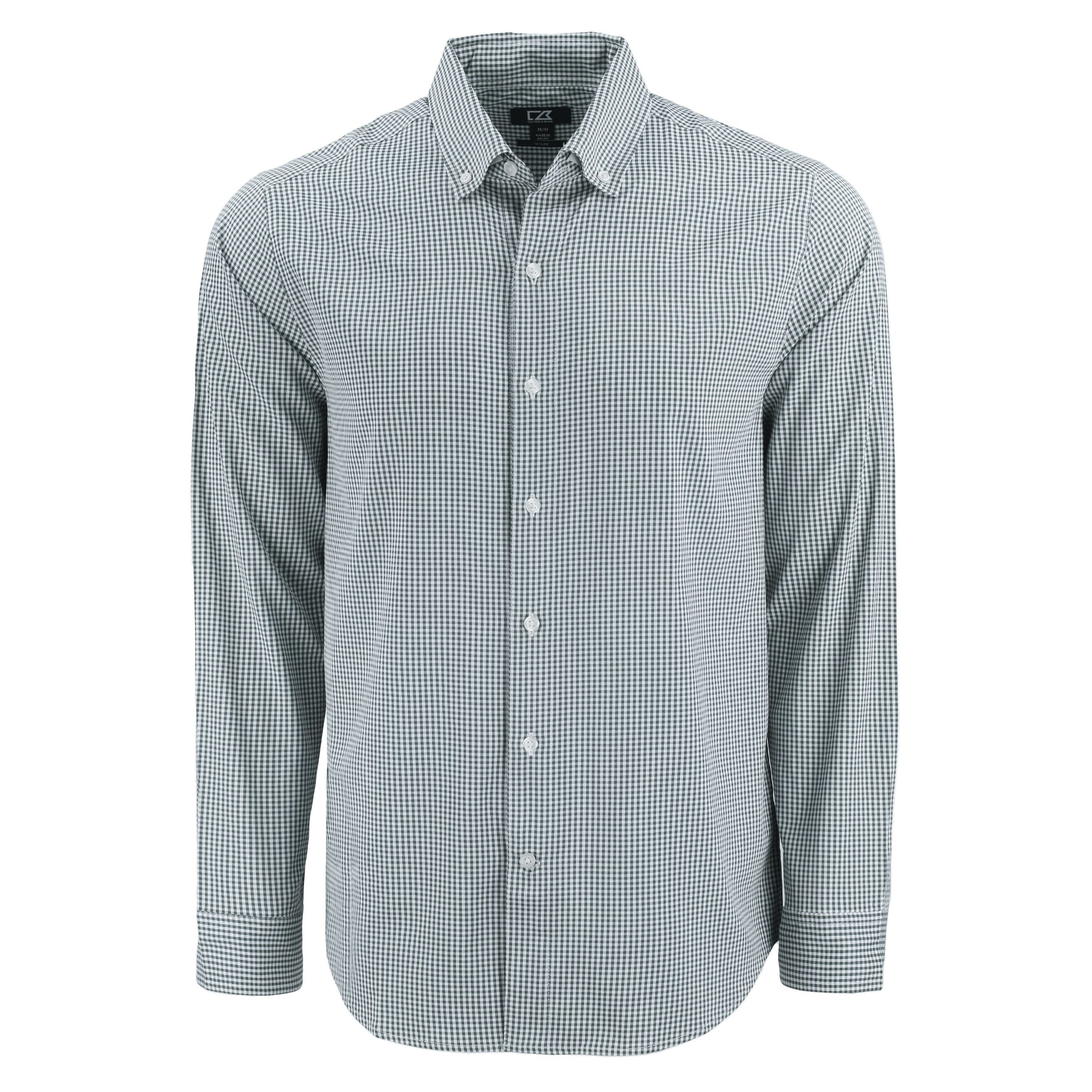 Cutter & Buck Skyline Epic Confidence Recycled Gingham Mens Long Sleeve Dress Shirt