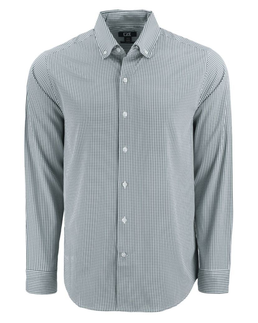 Cutter & Buck Skyline Epic Confidence Recycled Gingham Mens Long Sleeve Dress Shirt