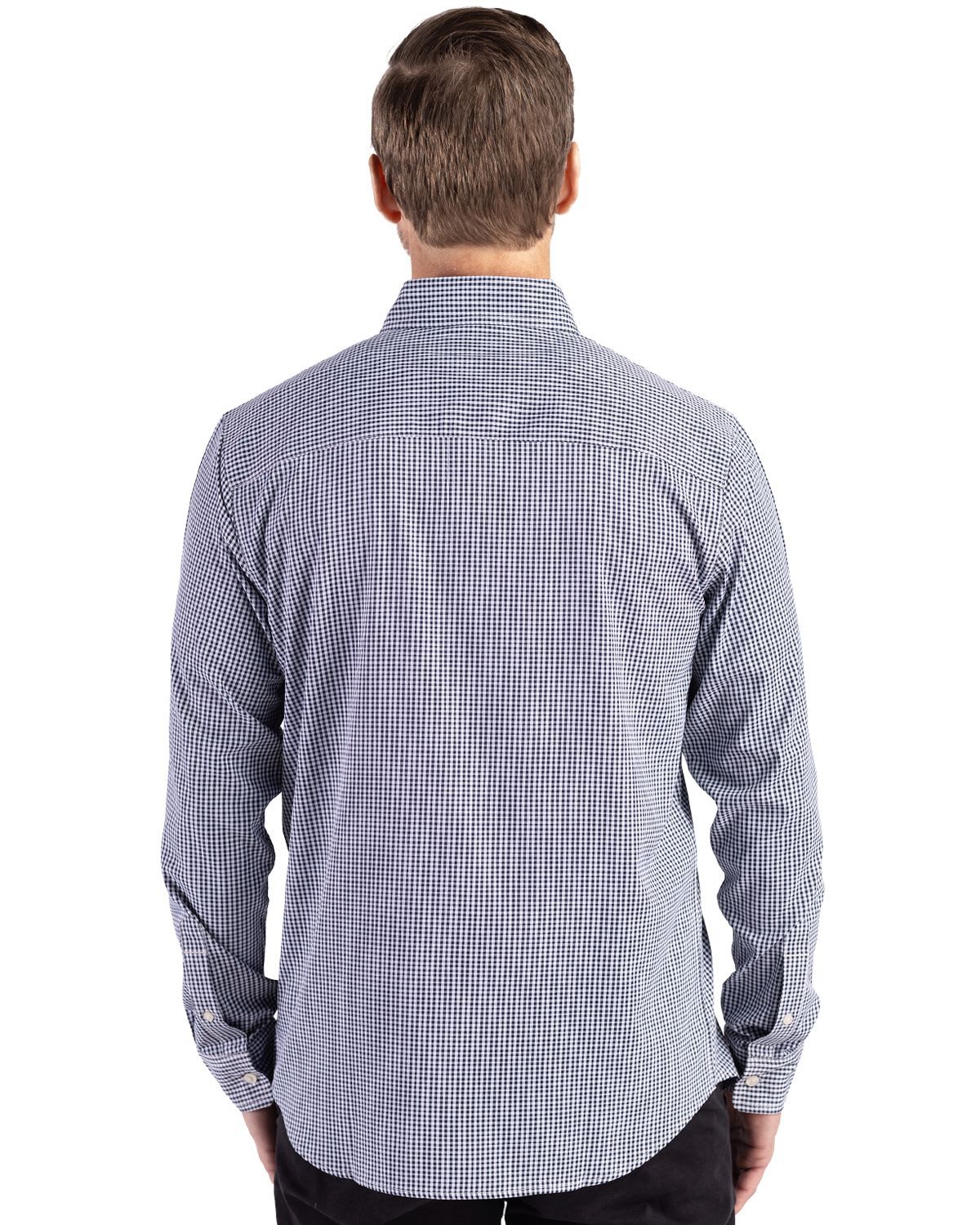 Cutter & Buck Skyline Epic Confidence Recycled Gingham Mens Long Sleeve Dress Shirt