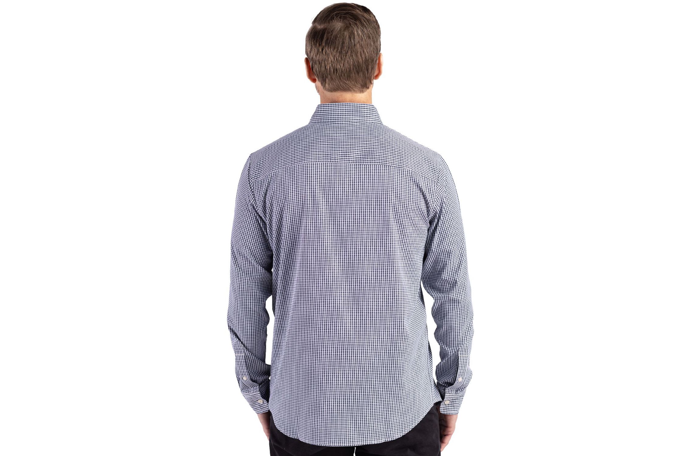 Cutter & Buck Skyline Epic Confidence Recycled Gingham Mens Long Sleeve Dress Shirt