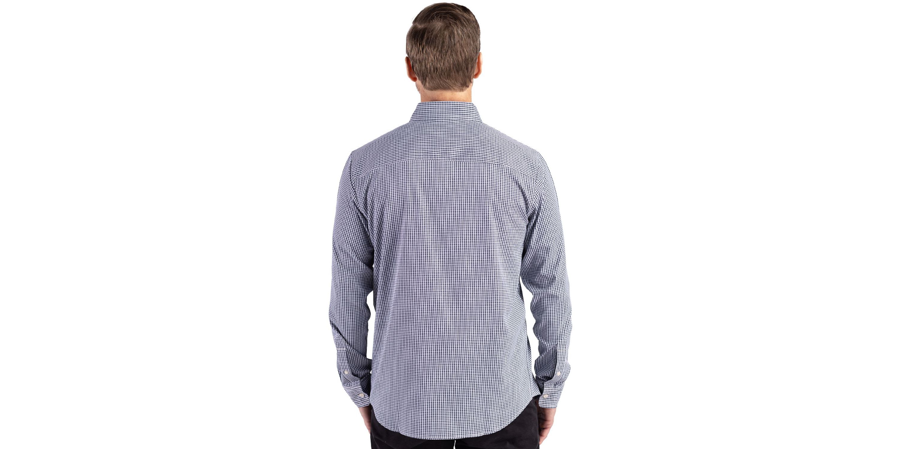 Cutter & Buck Skyline Epic Confidence Recycled Gingham Mens Long Sleeve Dress Shirt