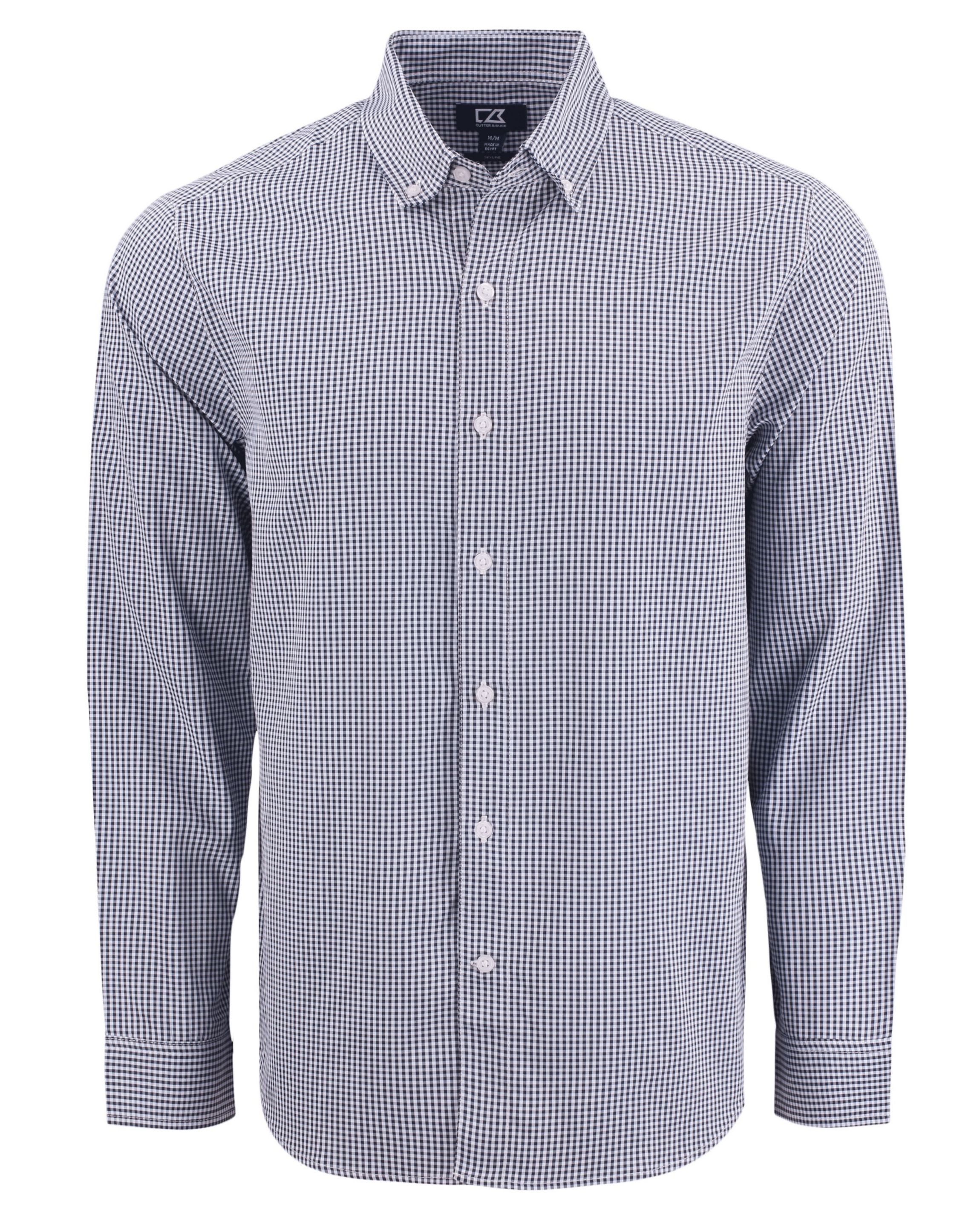Cutter & Buck Skyline Epic Confidence Recycled Gingham Mens Long Sleeve Dress Shirt