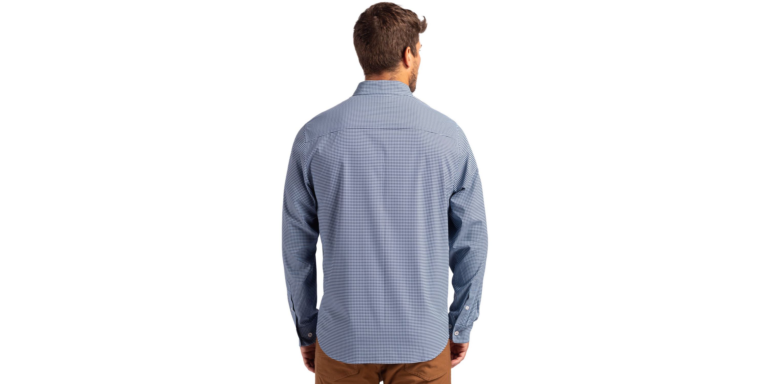 Cutter & Buck Skyline Epic Confidence Recycled Gingham Mens Long Sleeve Dress Shirt