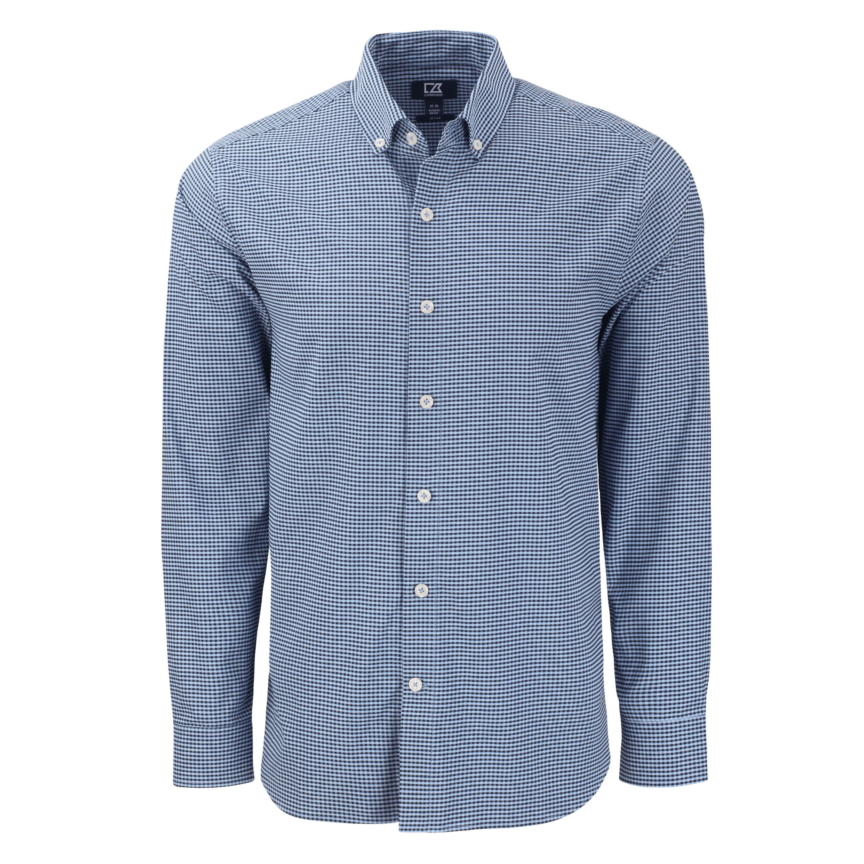 Cutter & Buck Skyline Epic Confidence Recycled Gingham Mens Long Sleeve Dress Shirt