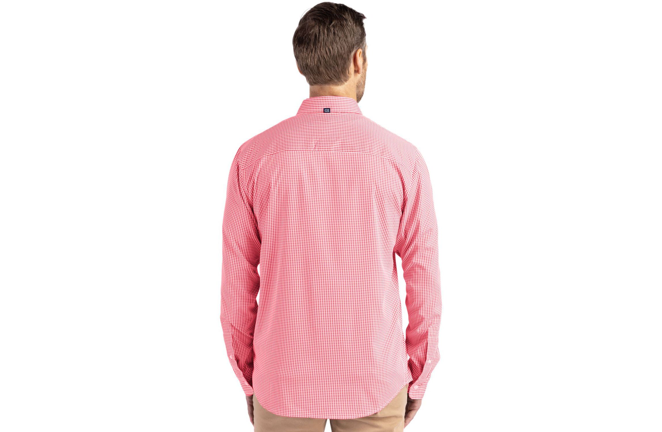 Cutter & Buck Skyline Epic Confidence Recycled Gingham Mens Long Sleeve Dress Shirt