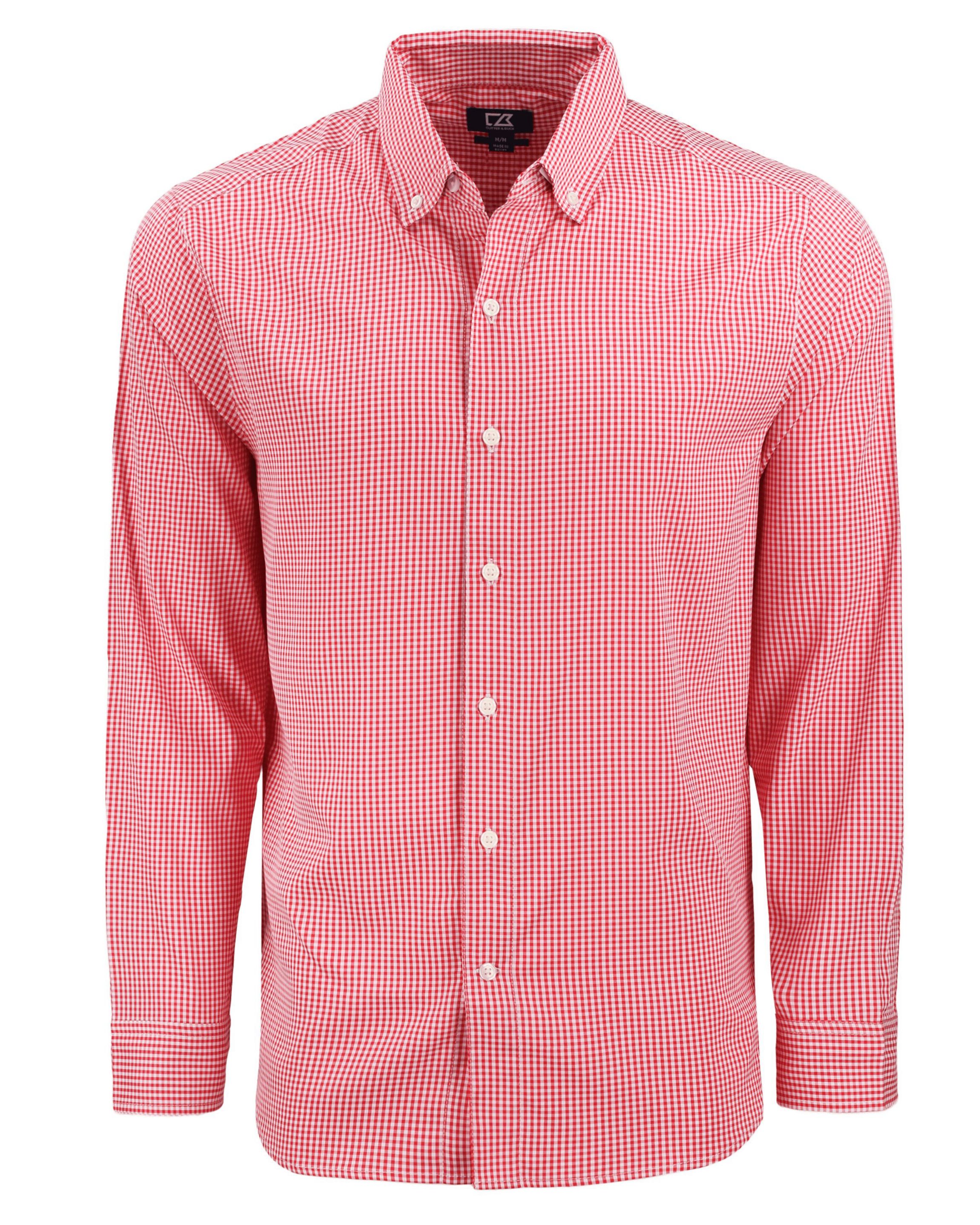 Cutter & Buck Skyline Epic Confidence Recycled Gingham Mens Long Sleeve Dress Shirt