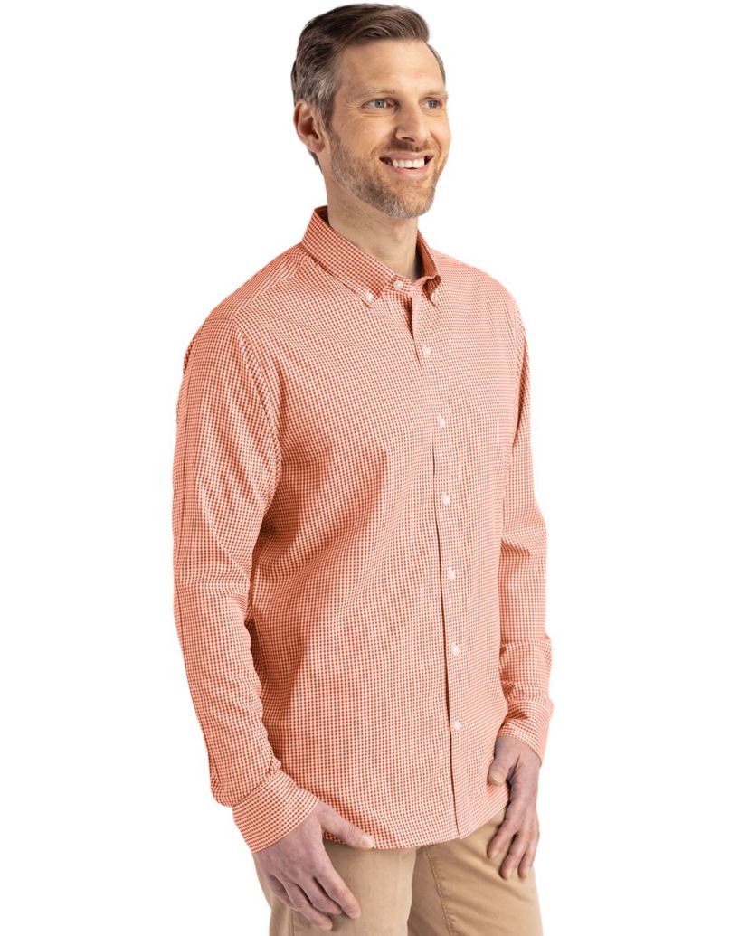 Cutter & Buck Skyline Epic Confidence Recycled Gingham Mens Long Sleeve Dress Shirt