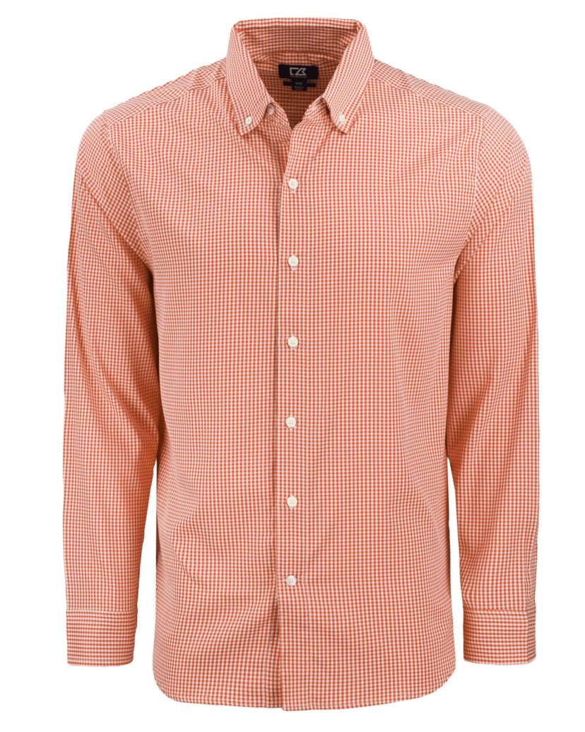 Cutter & Buck Skyline Epic Confidence Recycled Gingham Mens Long Sleeve Dress Shirt