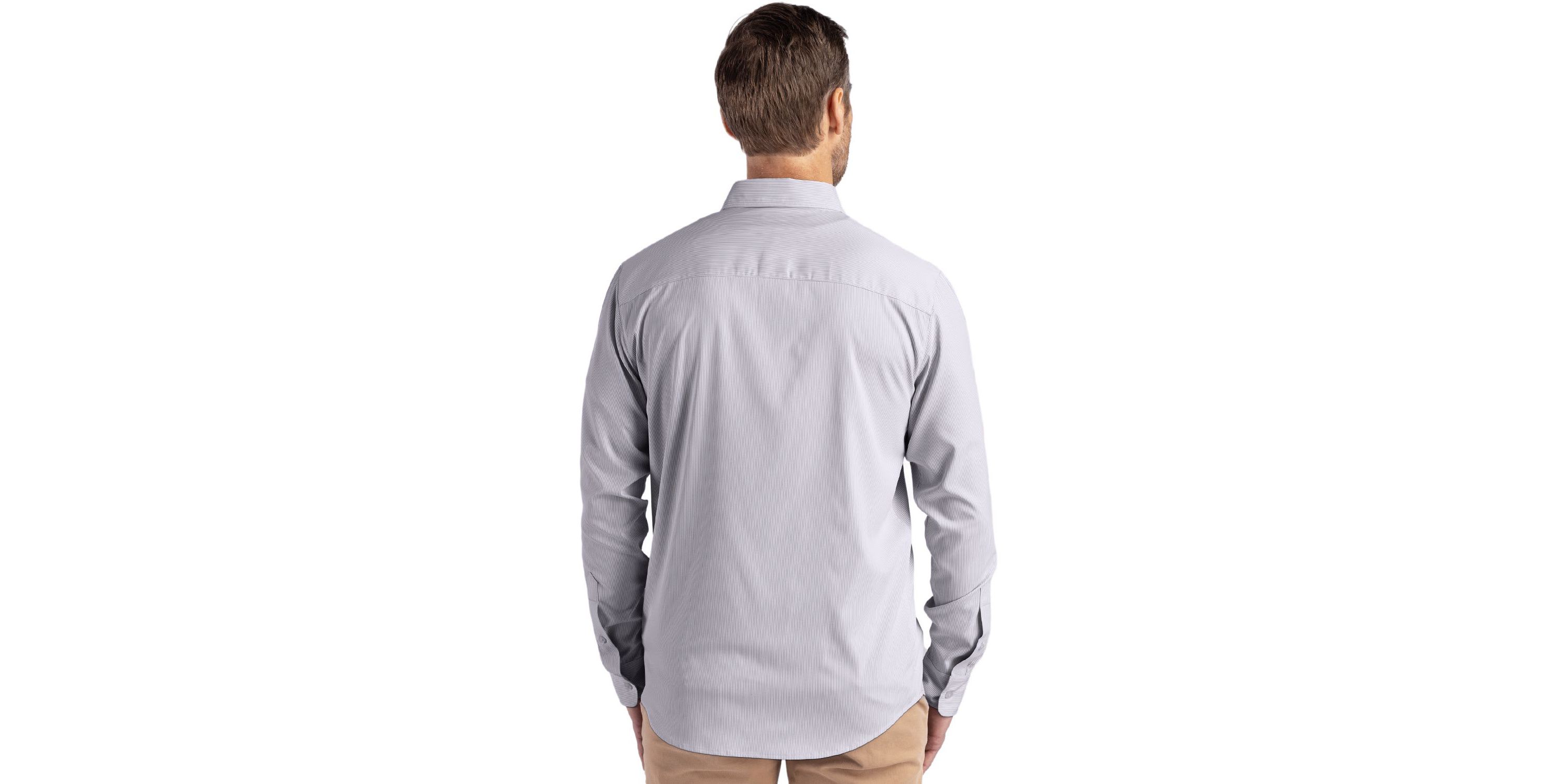 Cutter & Buck Skyline Epic Confidence Recycled Pinstripe Mens Long Sleeve Dress Shirt