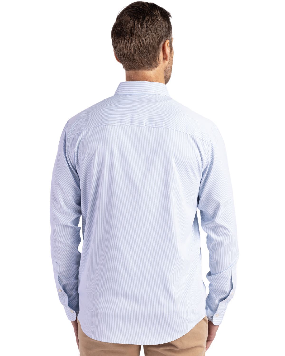 Cutter & Buck Skyline Epic Confidence Recycled Pinstripe Mens Long Sleeve Dress Shirt