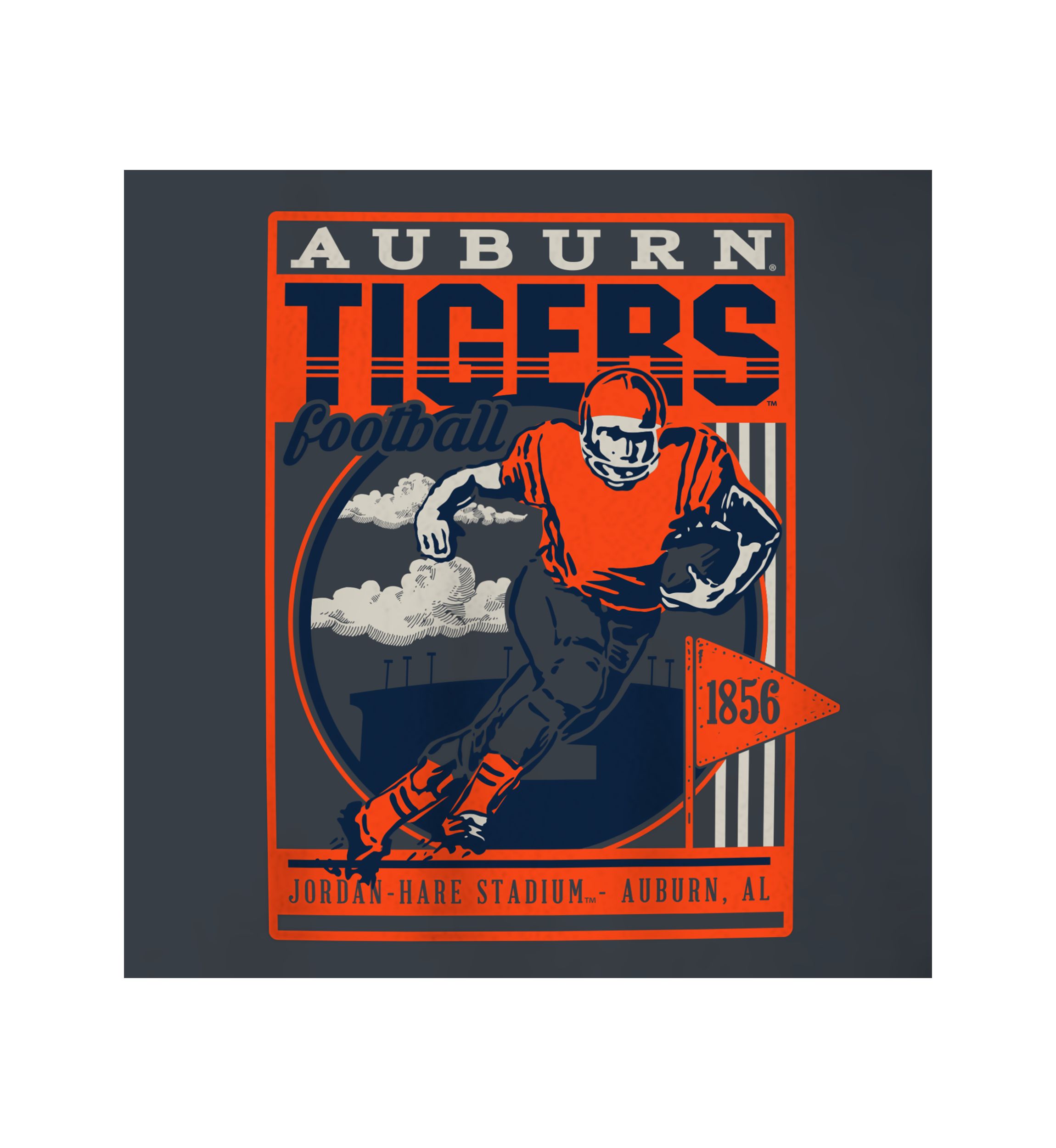  NCAA Auburn Tigers Retro Poster and Stadium Graphic T-Shirt 