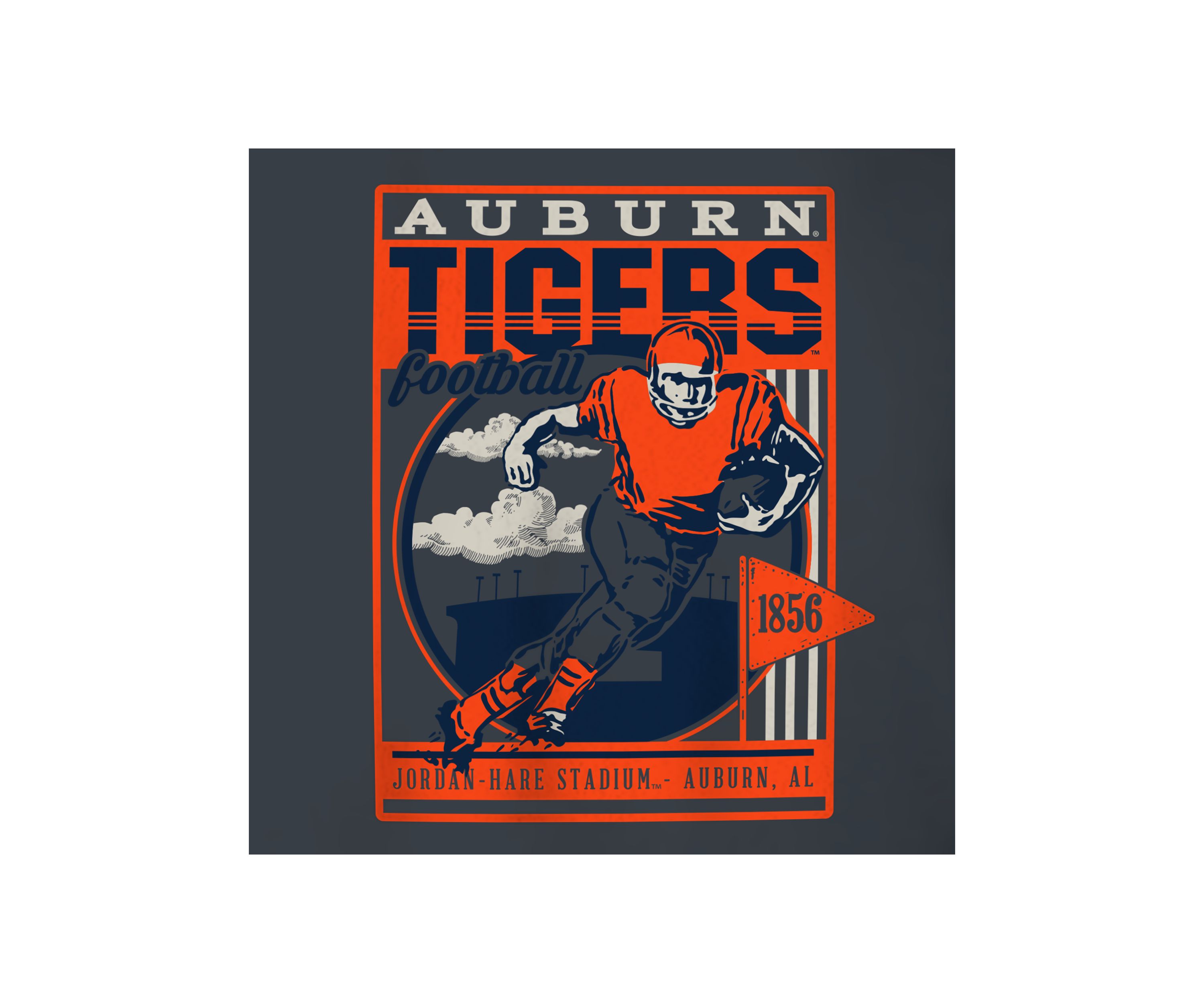  NCAA Auburn Tigers Retro Poster and Stadium Graphic T-Shirt 