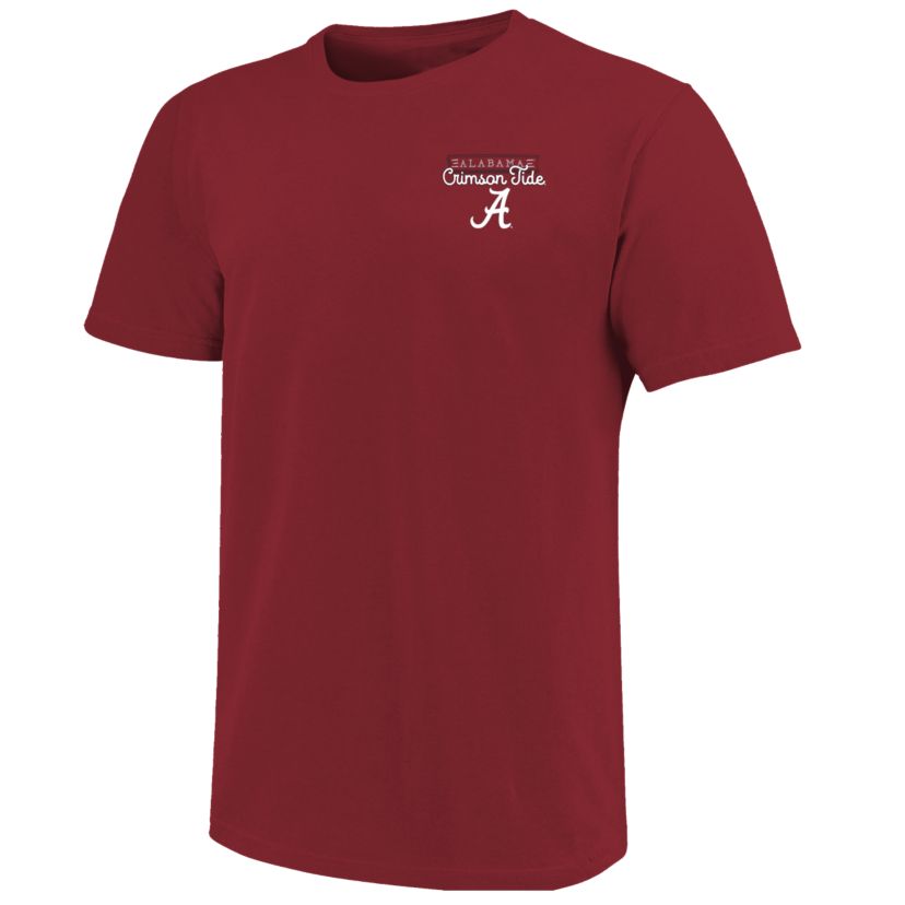 Image One Alabama Crimson Tide Sketch Banner Pattern State Short Sleeve T-Shirt