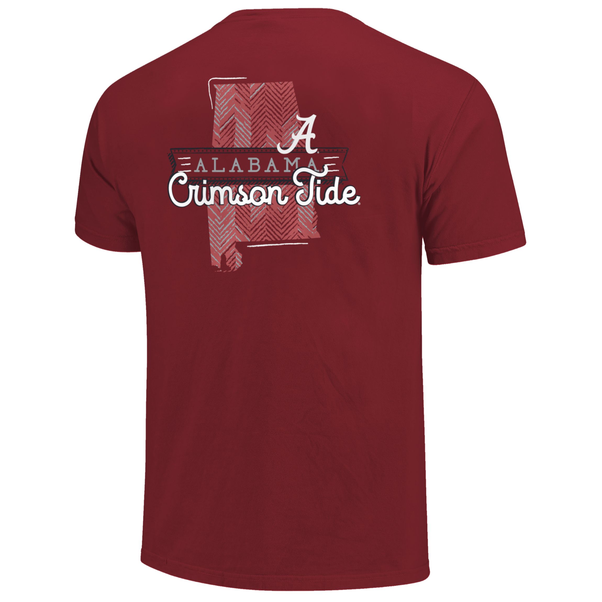 Image One Alabama Crimson Tide Sketch Banner Pattern State Short Sleeve T-Shirt